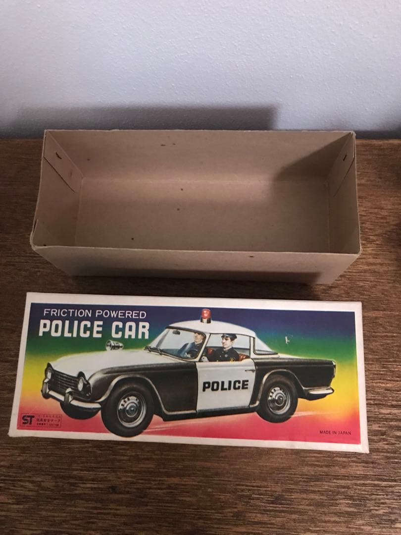 1970's 日本製 POLICE CAR 玩具 ブリキ パトカー 箱付き ST