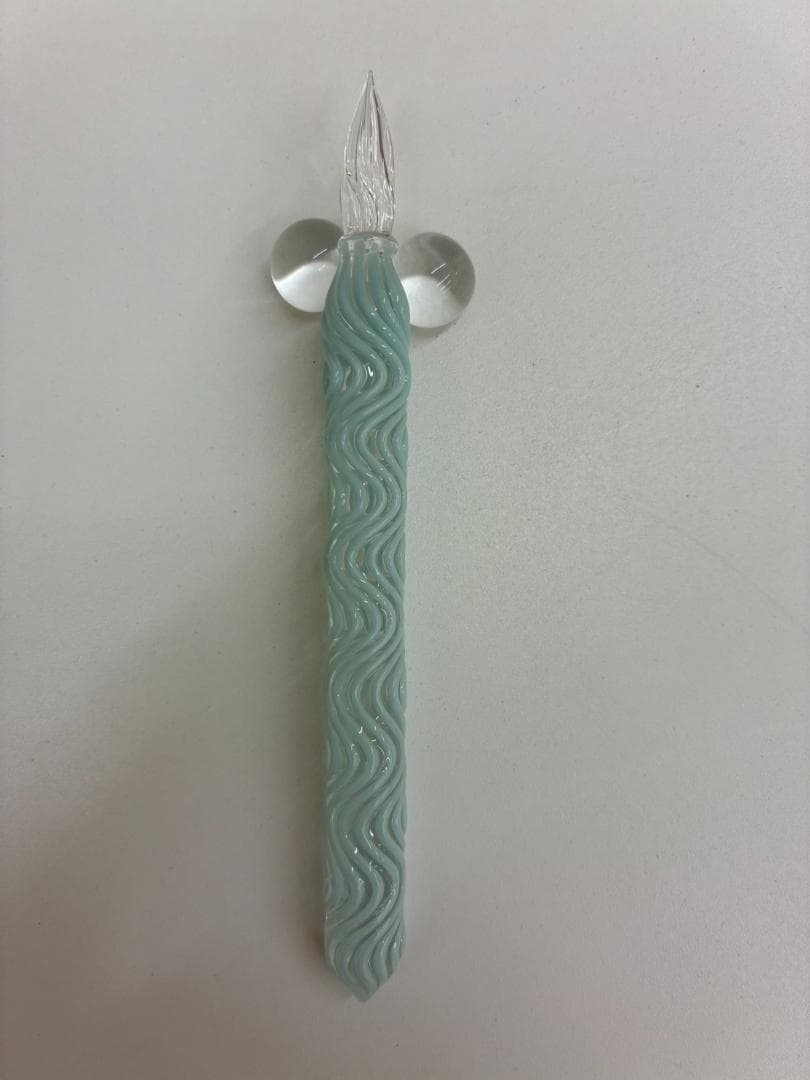 ❥道1652HASE硝子工房 ガラスペン 水色　流水　ショート