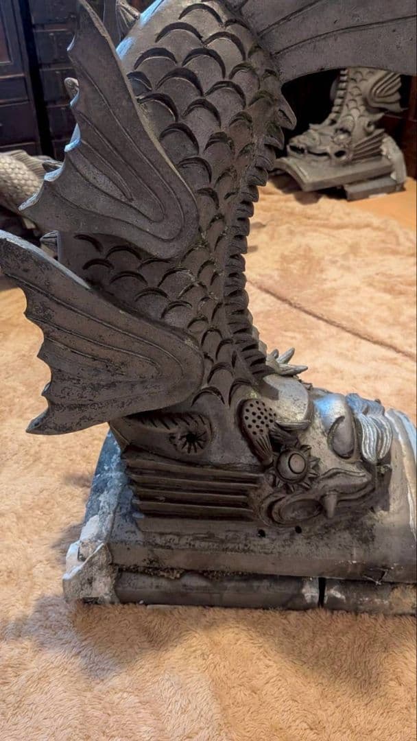 P*t様 鬼瓦 棟飾り 飾り瓦 ２対セット 魔除け 置物