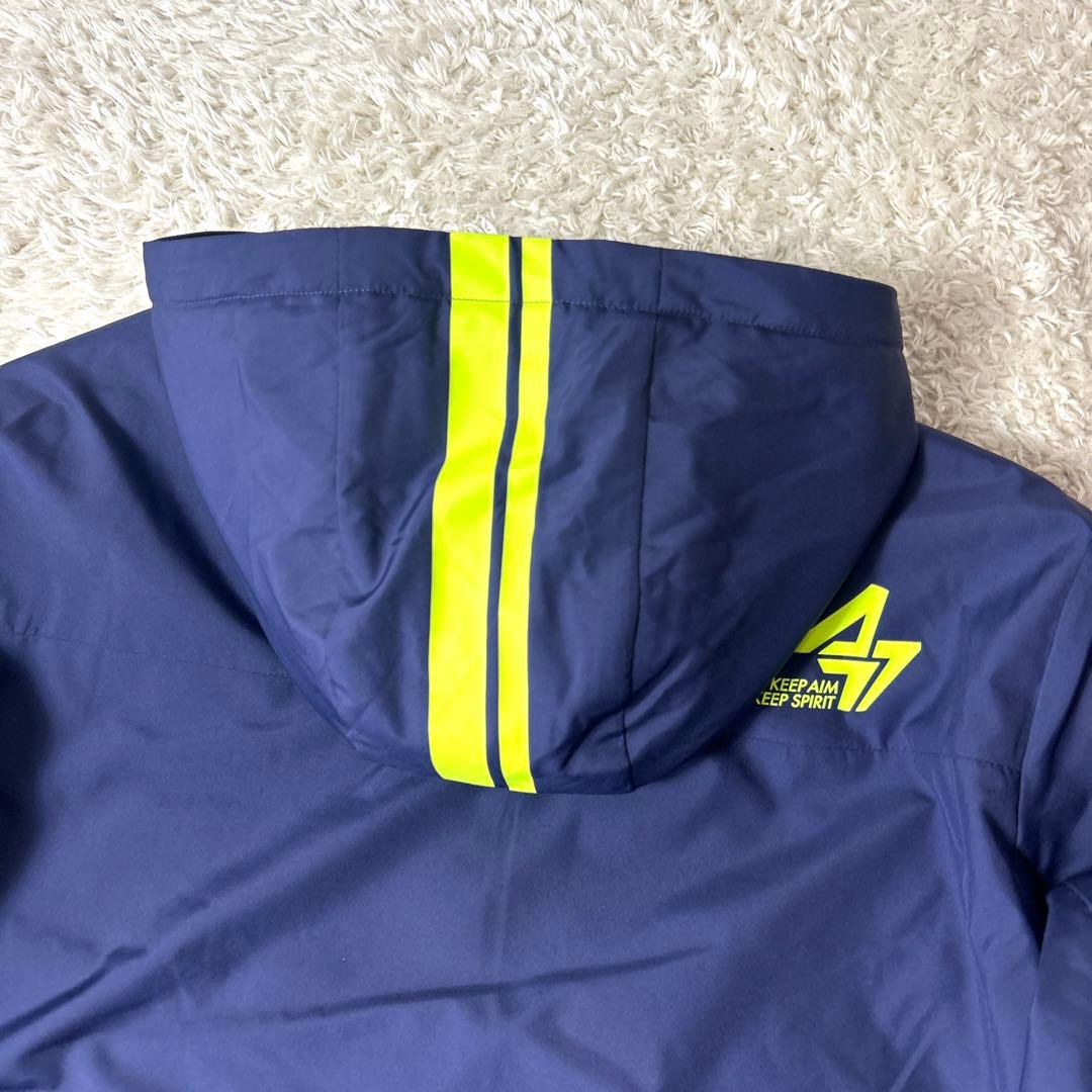 【新品タグ付き】asics 中綿ロングコート ベンチコート ネイビー LLサイズ