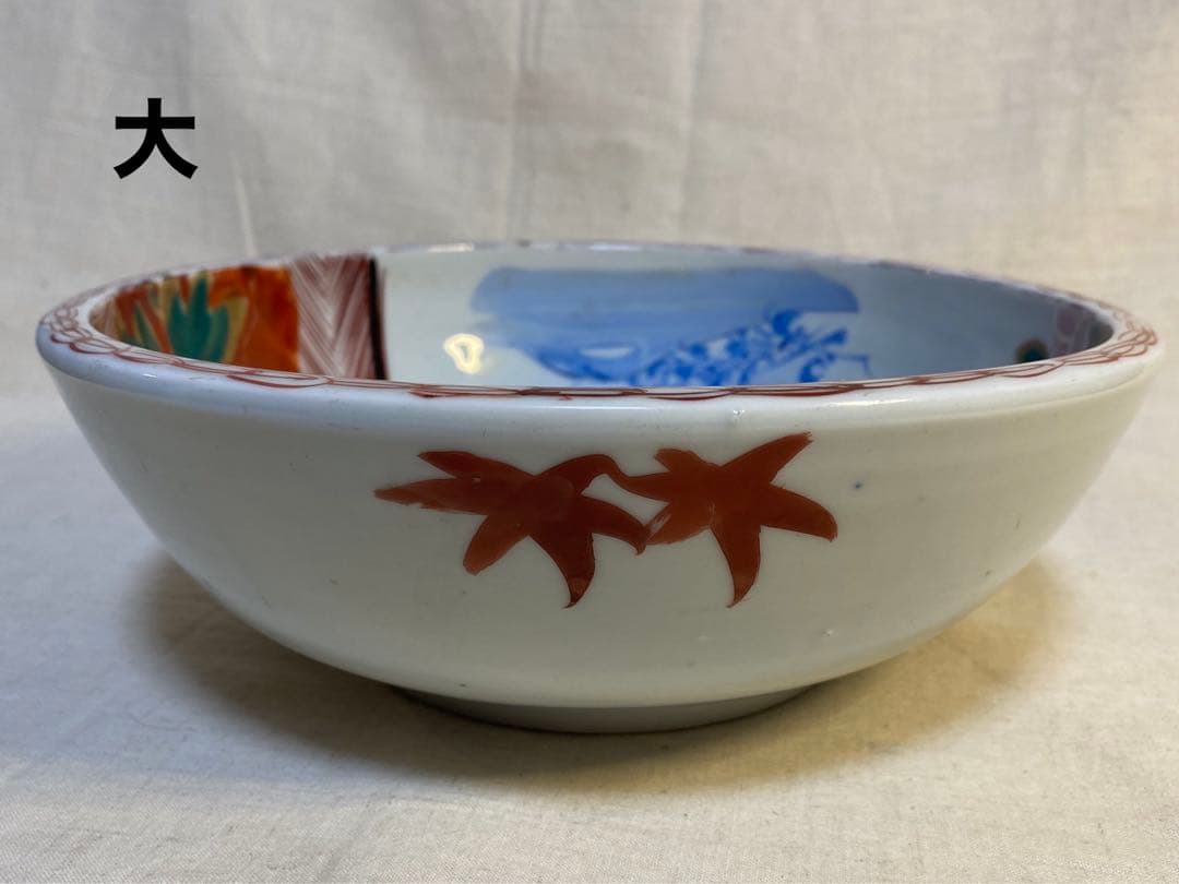 伊万里　古伊万里　鉢　三つ鉢　入れ子　色絵　蝶の図　花の図