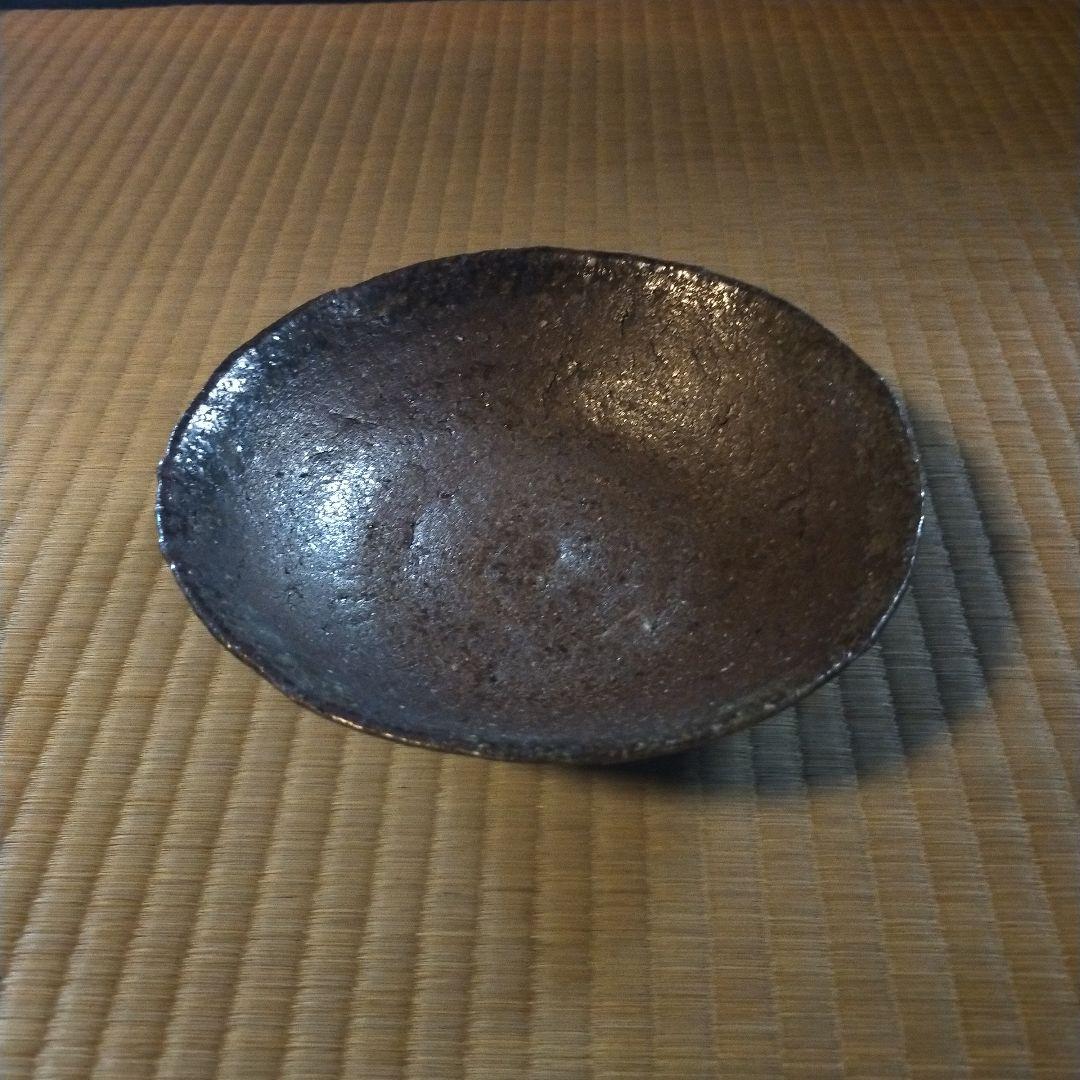 陶器 ボウル 大皿　菓子鉢　焦茶色