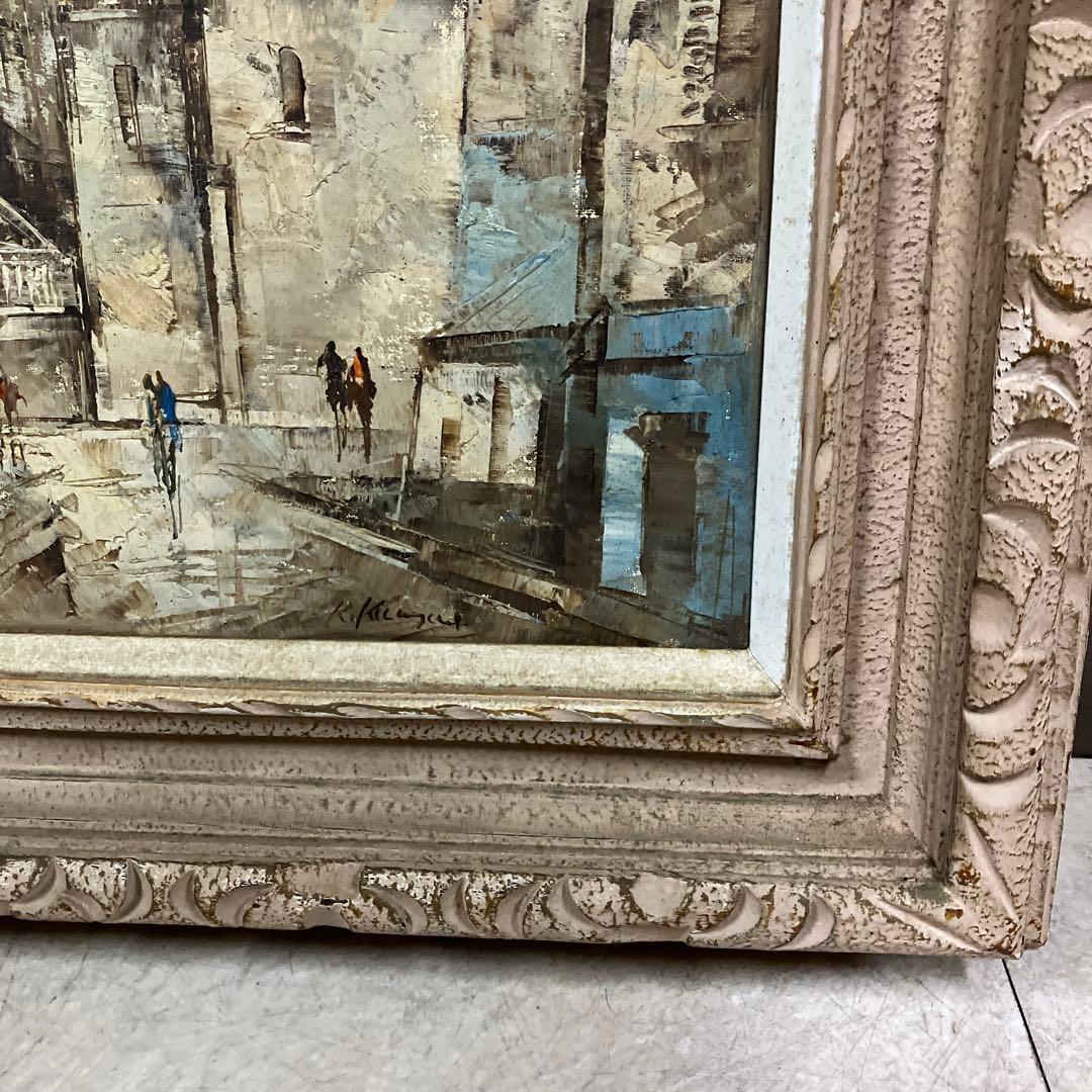 アンティーク 街並み 油彩画 油絵 風景画 絵画 額縁 アート 美術 芸術