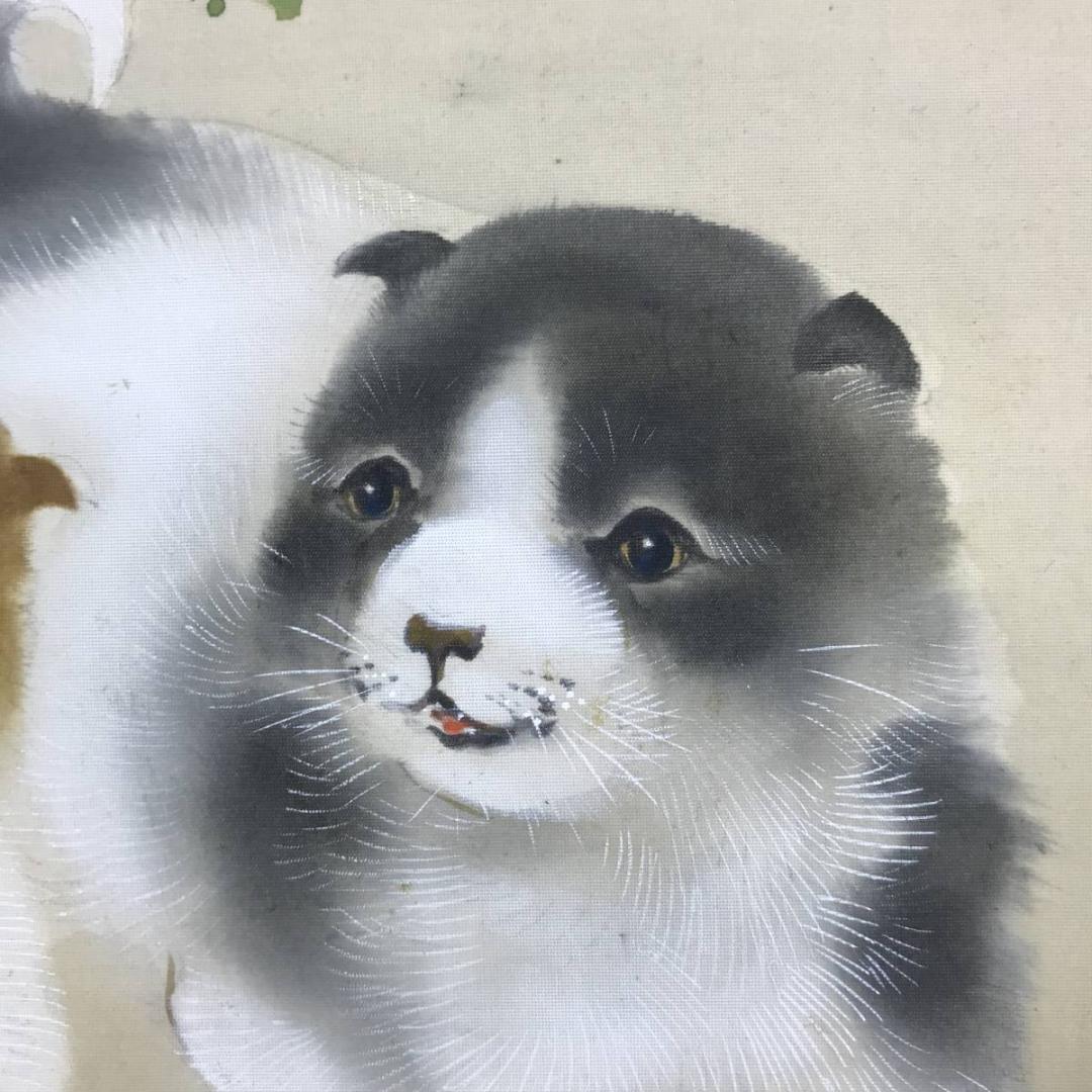 【真作】小林立堂/仔犬図/犬図/子犬図/小犬図/掛軸/名家伝来/AD-914