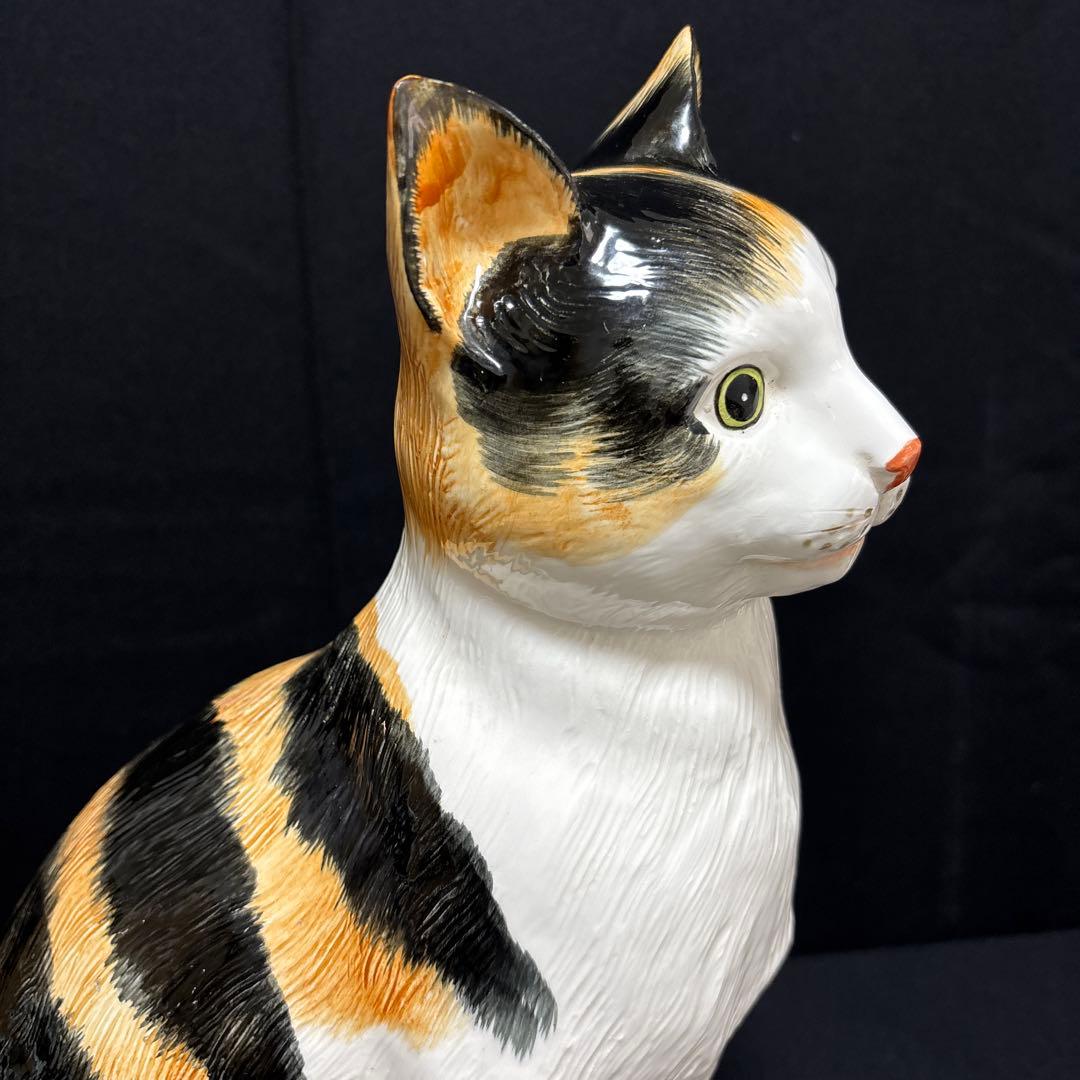 大きな三毛猫ちゃん陶器高さ39センチ