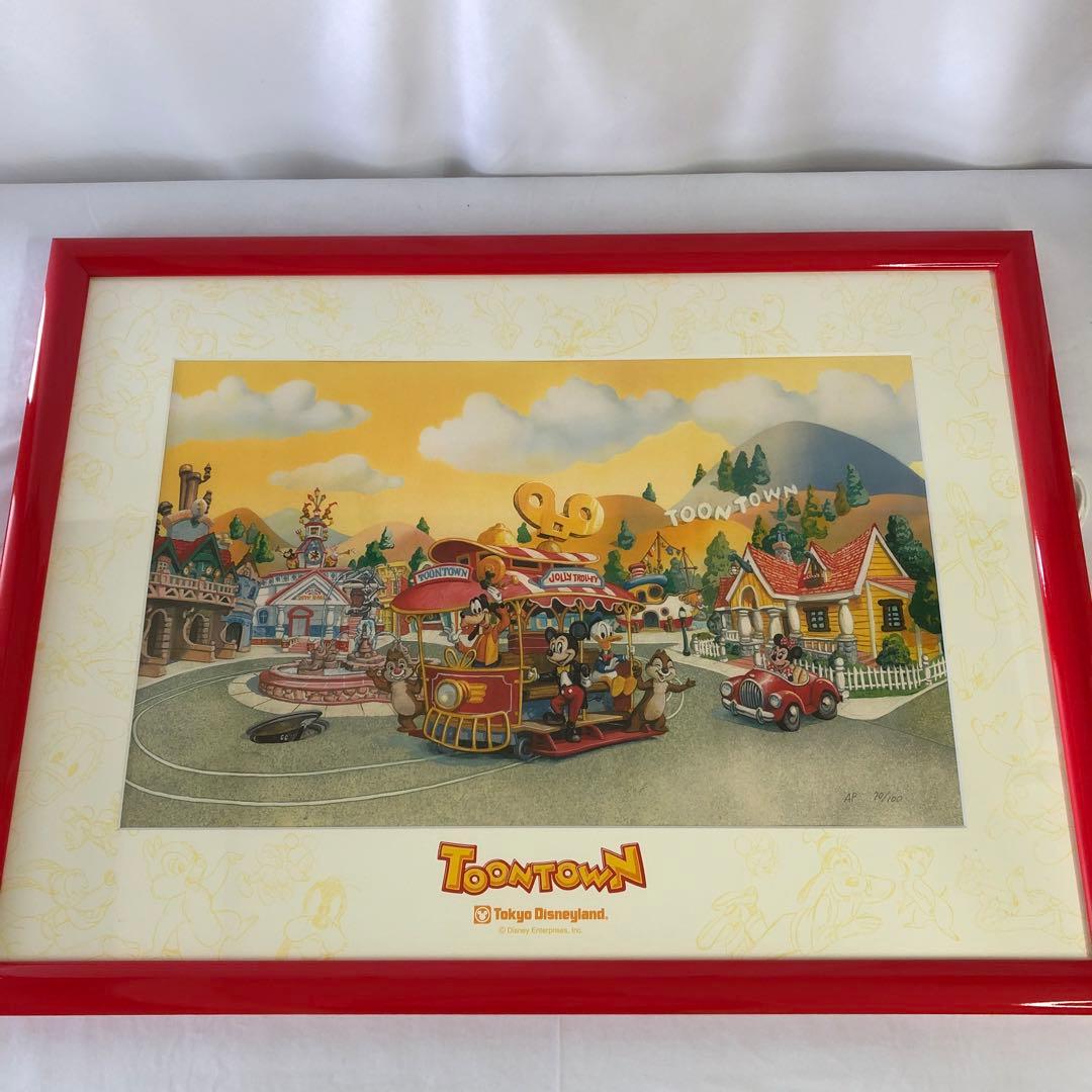 リトグラフ 東京ディズニーランド トゥーンタウン AP 保証書付 絵 限定