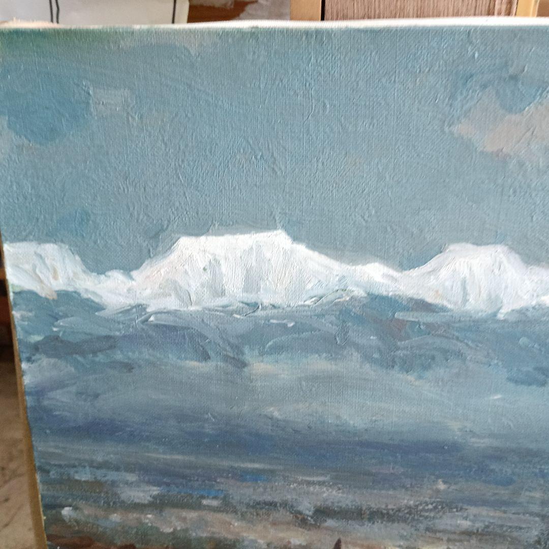 4259）松本竹敏　油絵F１５号「秋の日高連峰」独立美術協会所属