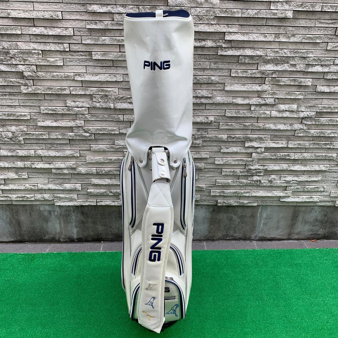 中古品 PING エナメルキャディバッグ ホワイト