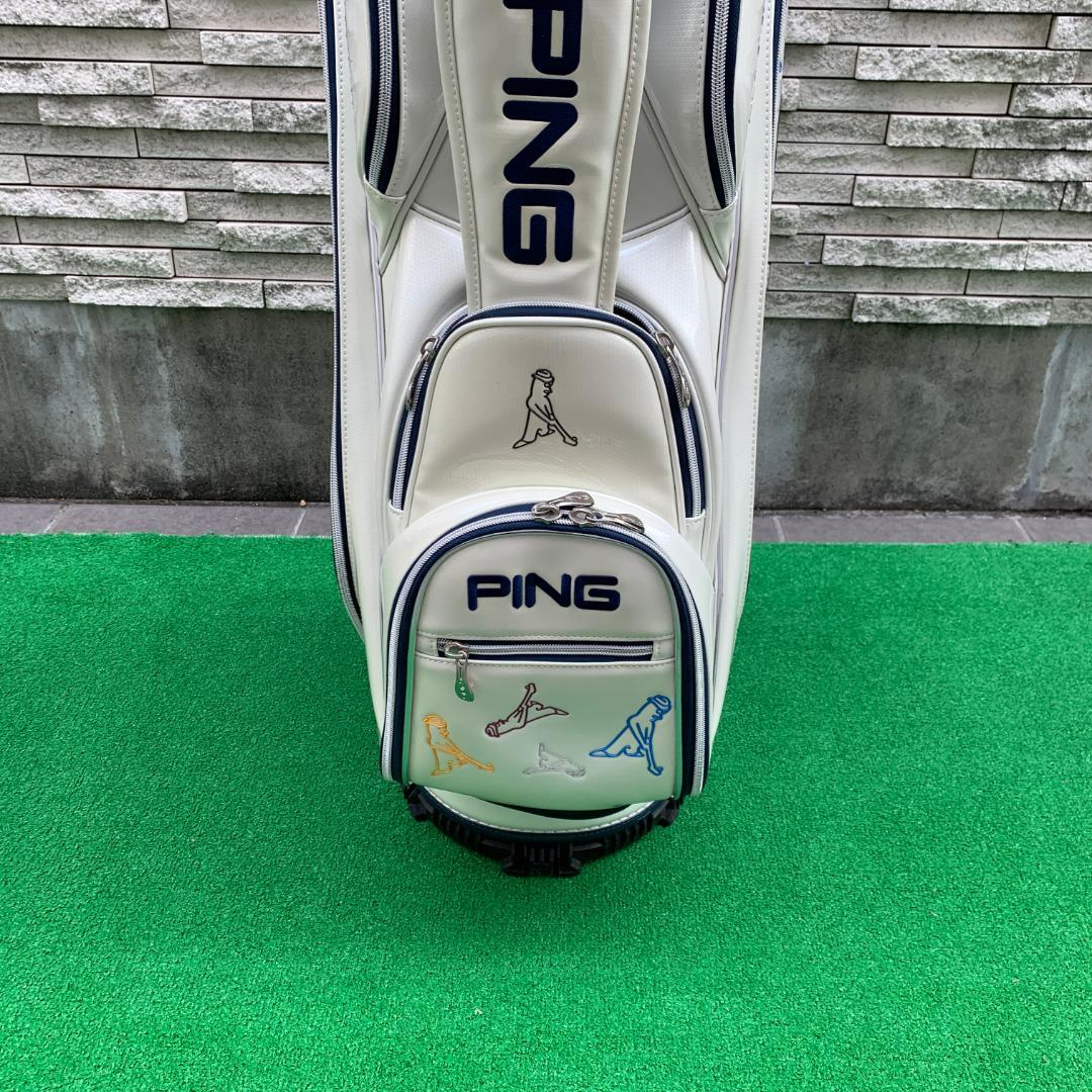 中古品 PING エナメルキャディバッグ ホワイト
