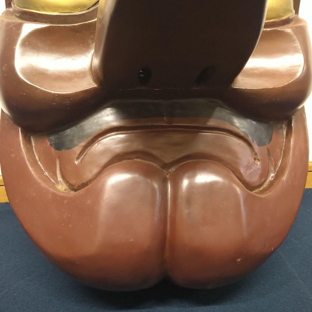 トンビAJ42 天狗面 木彫一刀彫 時代物 壁掛け 漆塗 縁起物 天狗 全