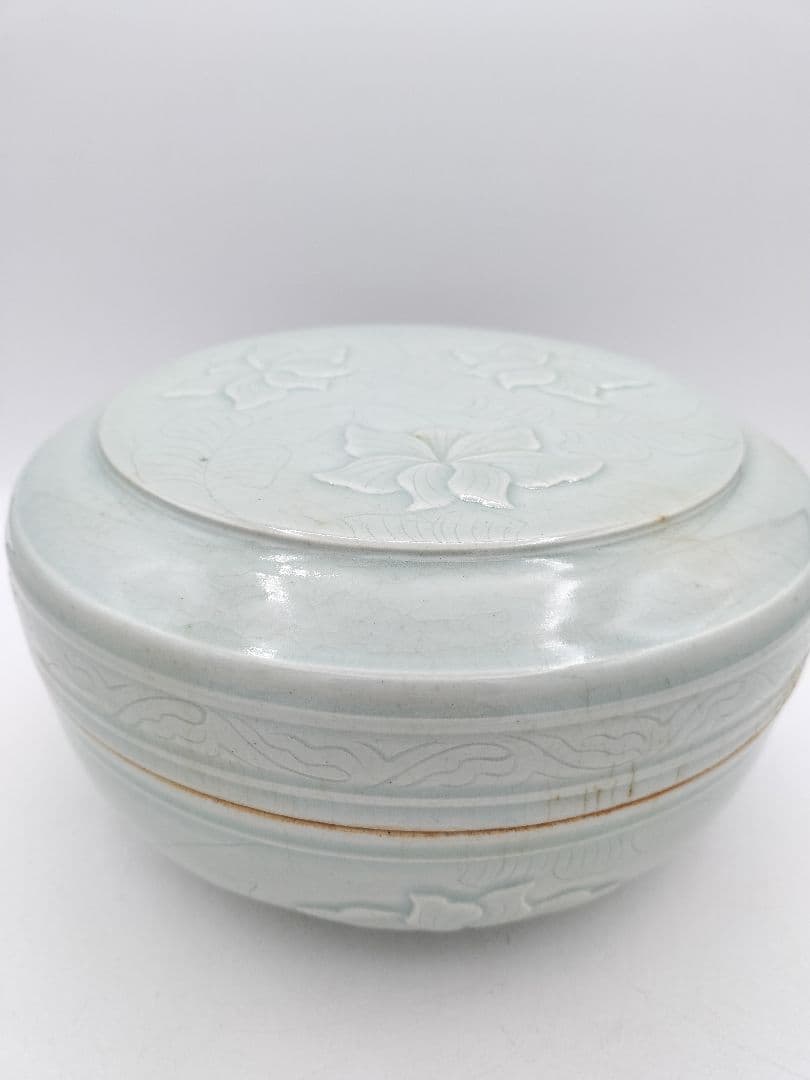 c526 喰篭 青白磁 韓国　廣州 趙小守 木箱 茶道具