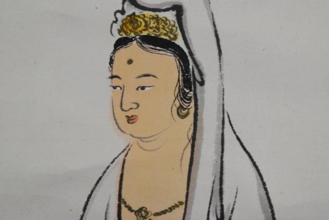 【真作】大谷句佛（彰如）/揚柳観音画賛/掛軸/名家伝来/AA-869