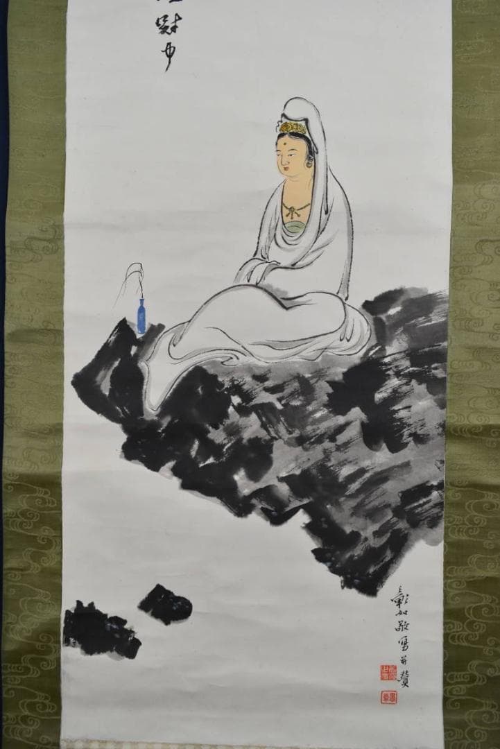 【真作】大谷句佛（彰如）/揚柳観音画賛/掛軸/名家伝来/AA-869