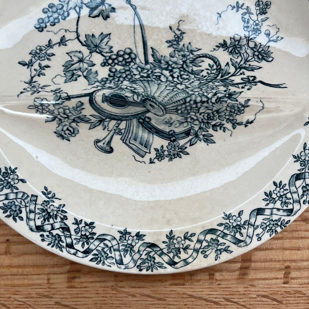 レア✨ フランスアンティーク ロンウィ セパレート プレート 楽器 花 葡萄