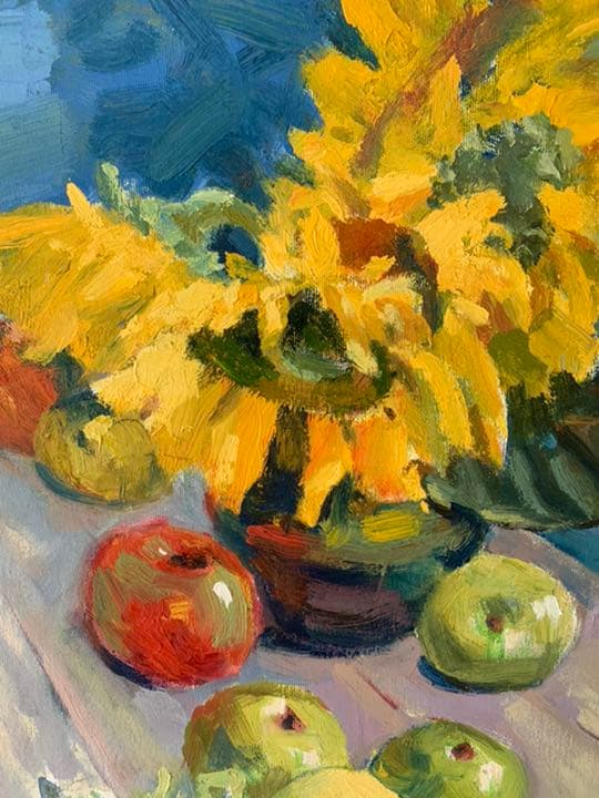 Picture with sunflowers-ひまわり