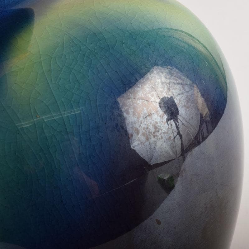 九谷焼　柳雨軒　三代八十吉　徳田正彦作　彩釉　花入　V　9198