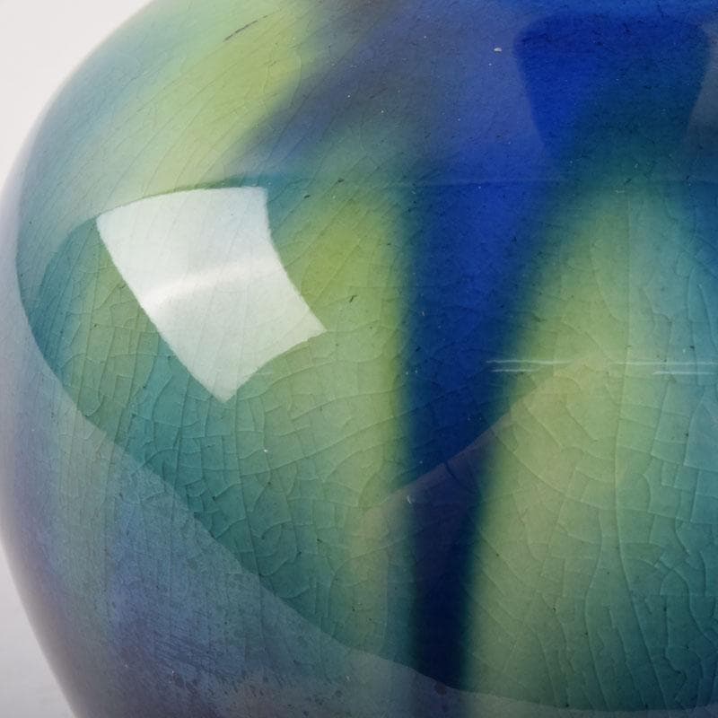 九谷焼　柳雨軒　三代八十吉　徳田正彦作　彩釉　花入　V　9198