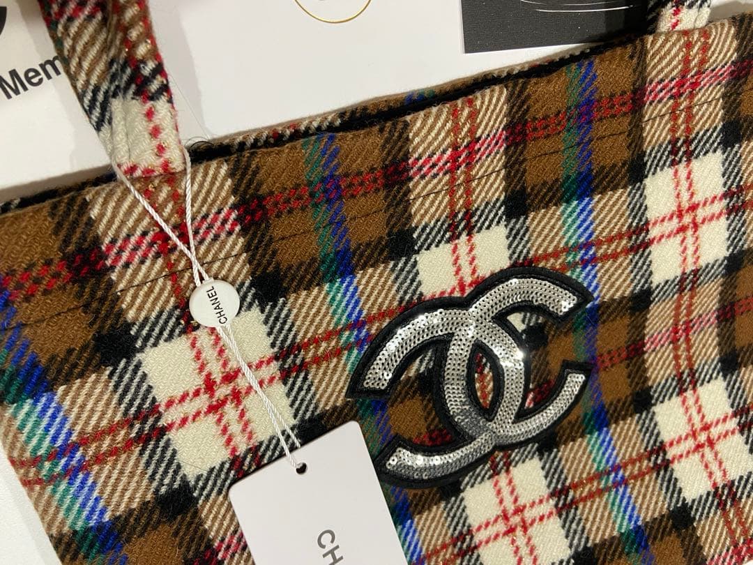 CHANEL シャネルノベルティ　トートバッグ　ハンドバッグ　ブラウンチェック
