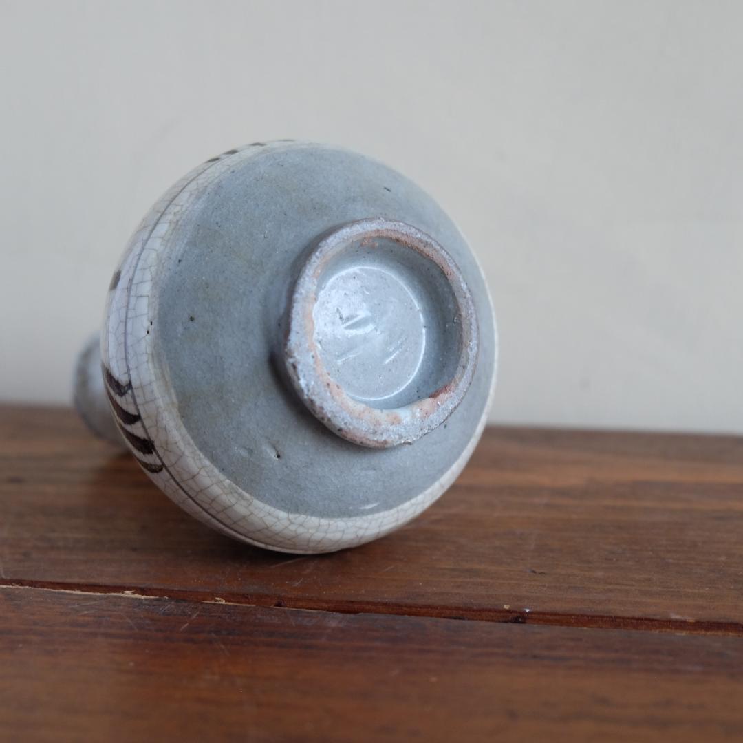 朝鮮／李朝／粉青沙器／鉄絵羽衣手徳利