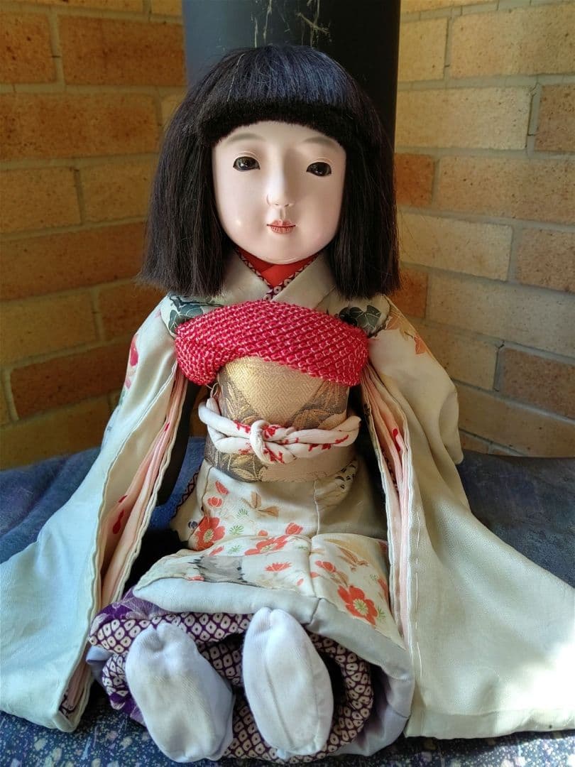 市松人形 銘はありませんが光龍斎です 昭和初期 大正の手描友禅 髪張り替え済み