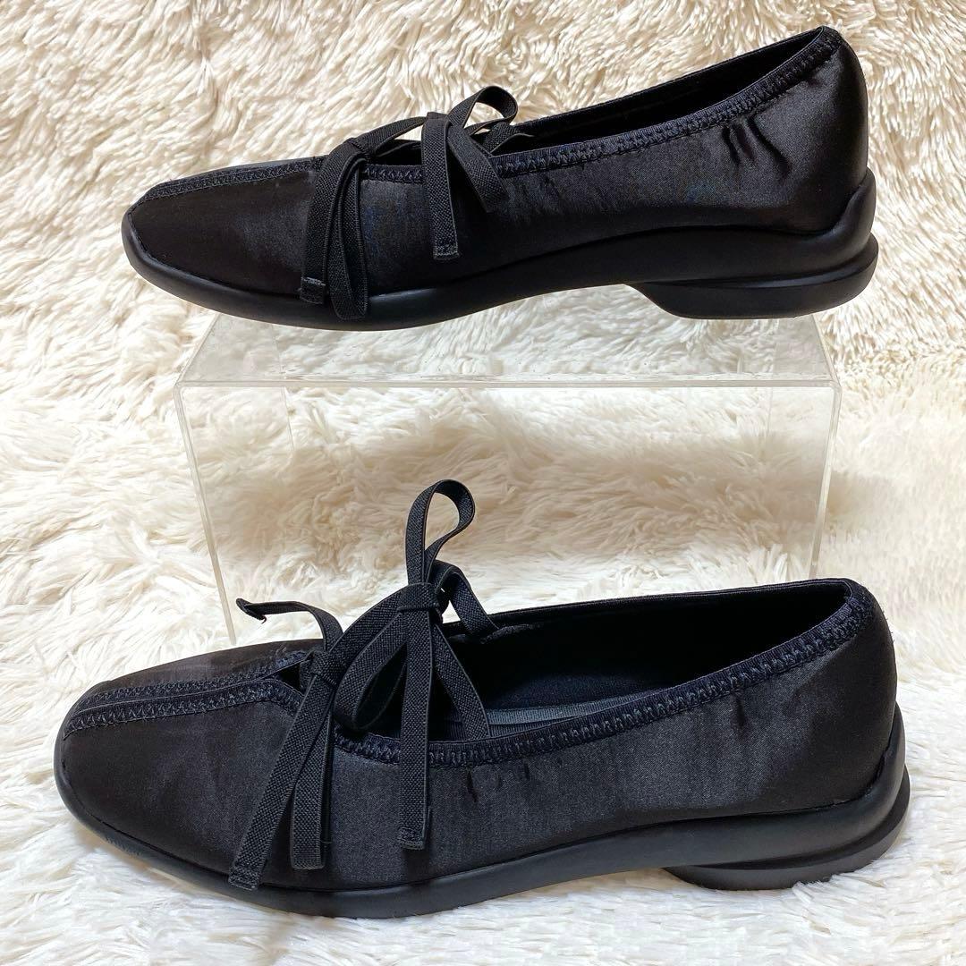 人気完売品✨ルタロン　Lダブルリボンバレリーナ　黒　24.5cm 2024SS