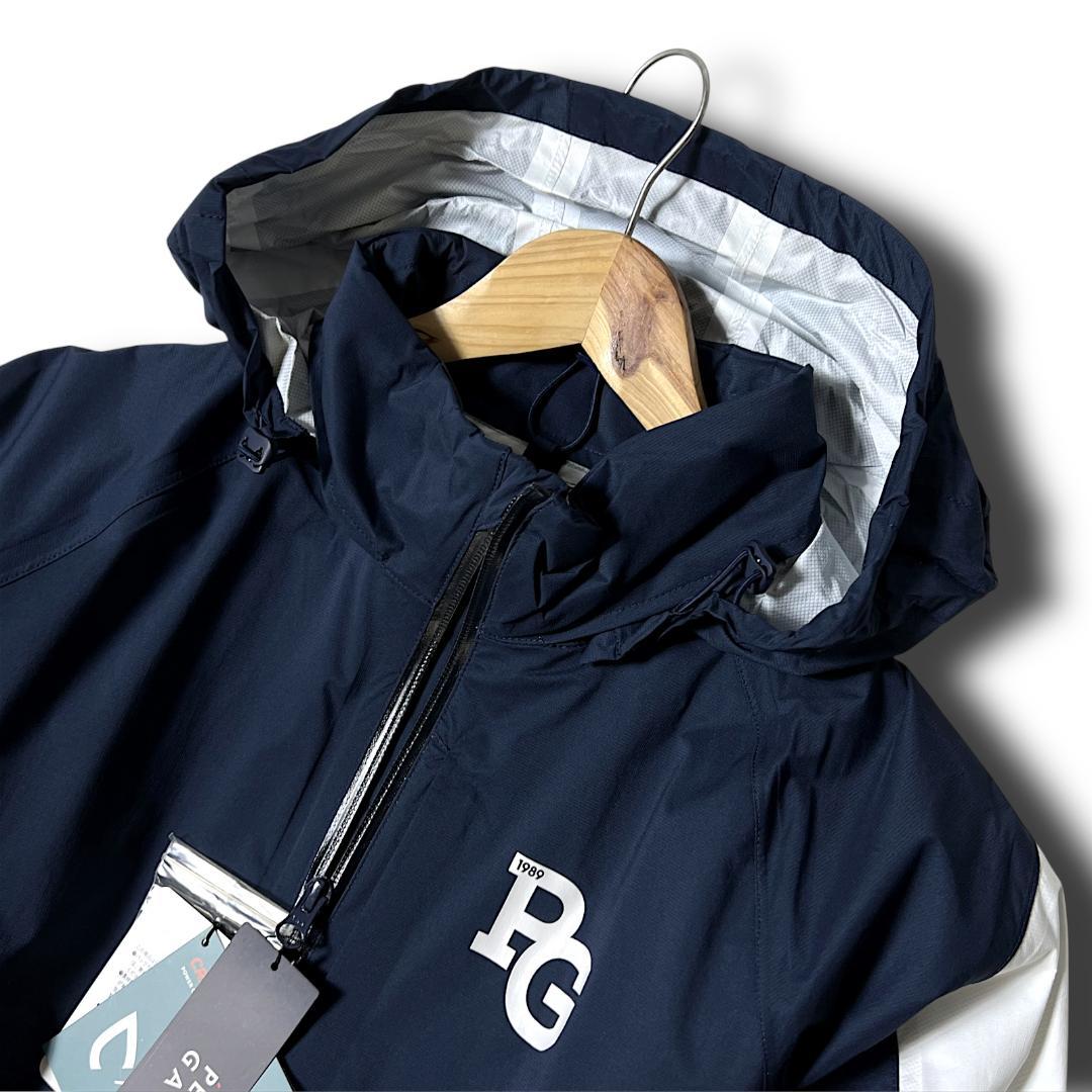 0 パーリーゲイツ AQUAX 防水透湿 レインジャケット ワンピース 紺