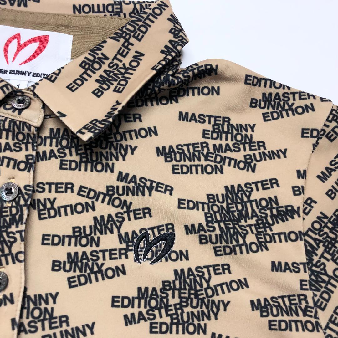○★新品未使用　マスターバニーエディション　ロゴ総柄　長袖ポロシャツ　1　茶系
