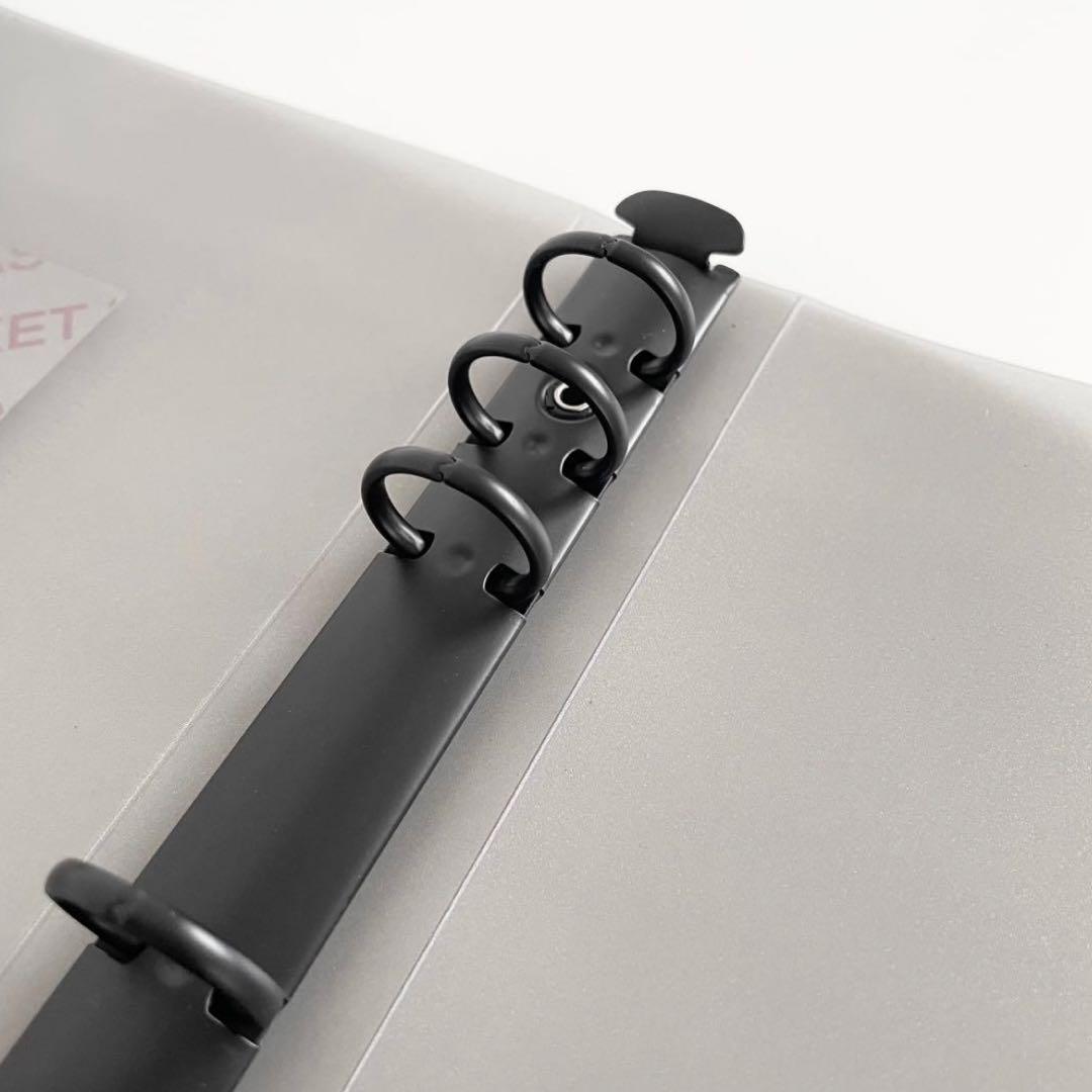 ami　韓国　貯金　バインダー　リフィル　ダブルリングバインダー　黒　3