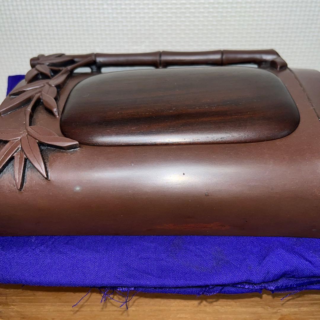 ⭕️赤間硯　希少　特殊　大森玉池軒　超絶技巧　若竹透かし彫り　竹型硯　玉池軒