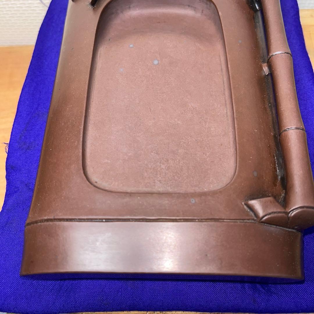⭕️赤間硯　希少　特殊　大森玉池軒　超絶技巧　若竹透かし彫り　竹型硯　玉池軒