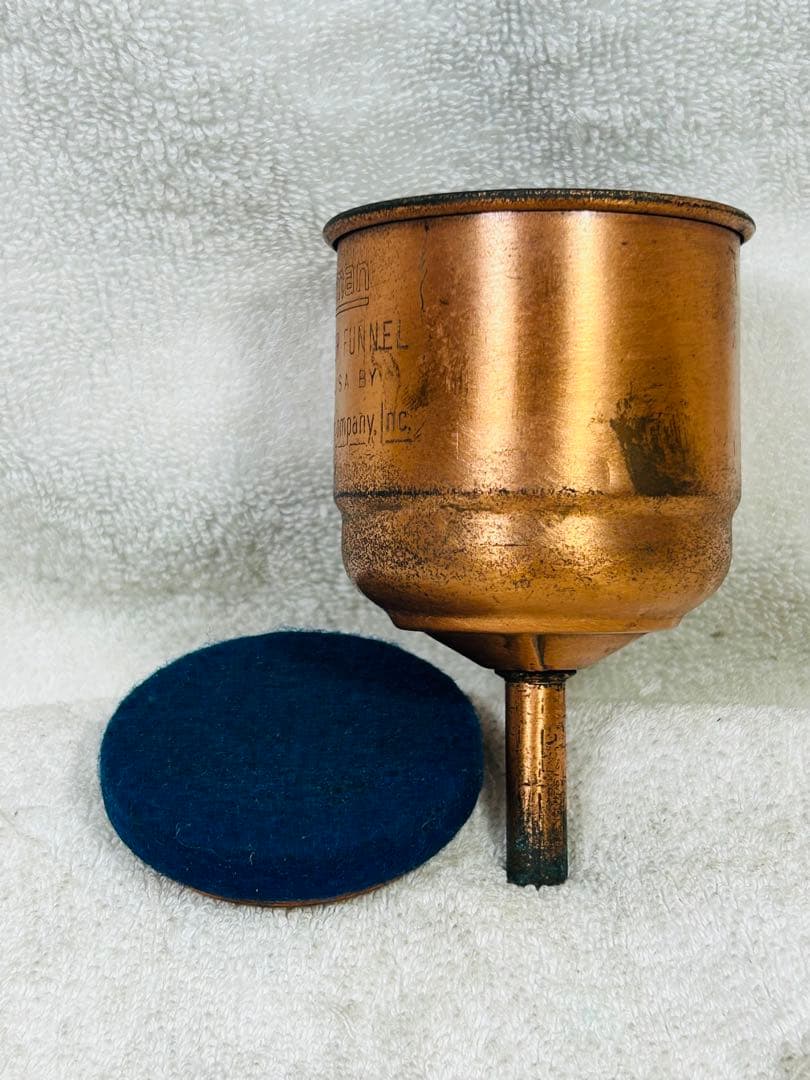 希少コールマン　ファンネル、銅製 1940年代　銅メッシュとブルーフィルター付
