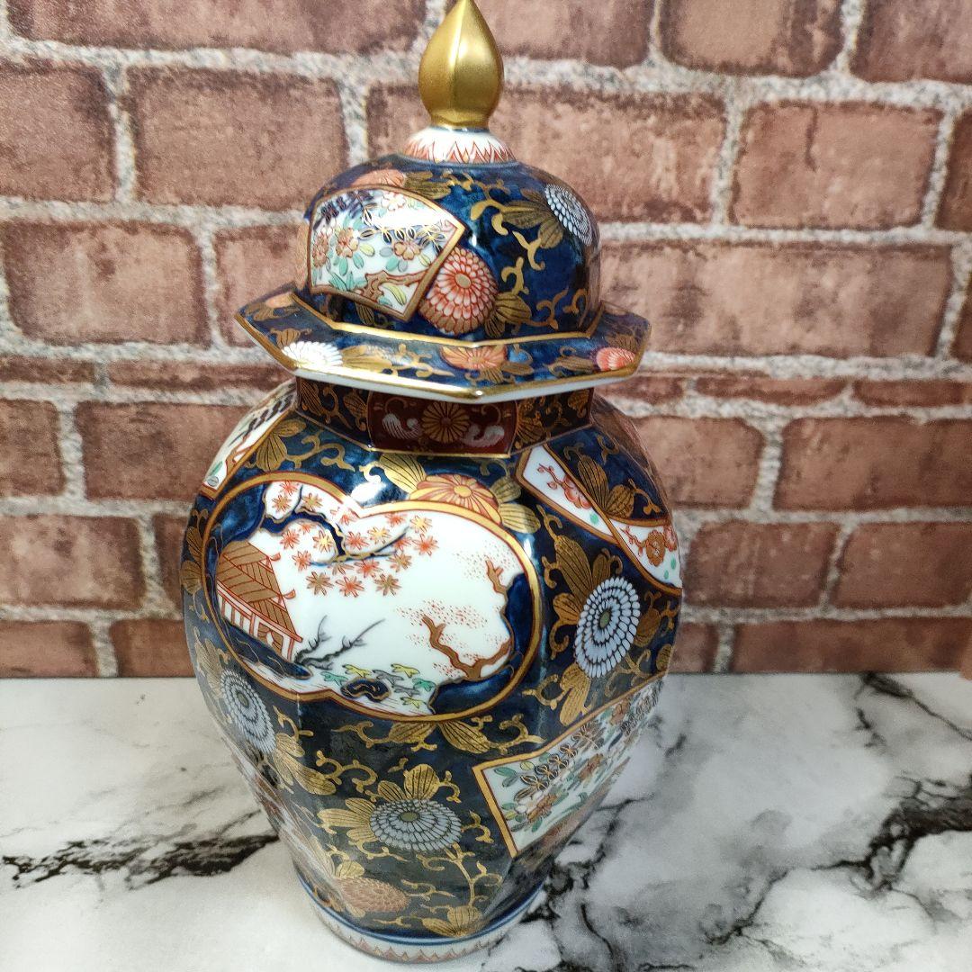 エンエン 7175其泉 沈香壺 琳派古伊万里 賞美堂其泉窯 染錦金彩琳派図