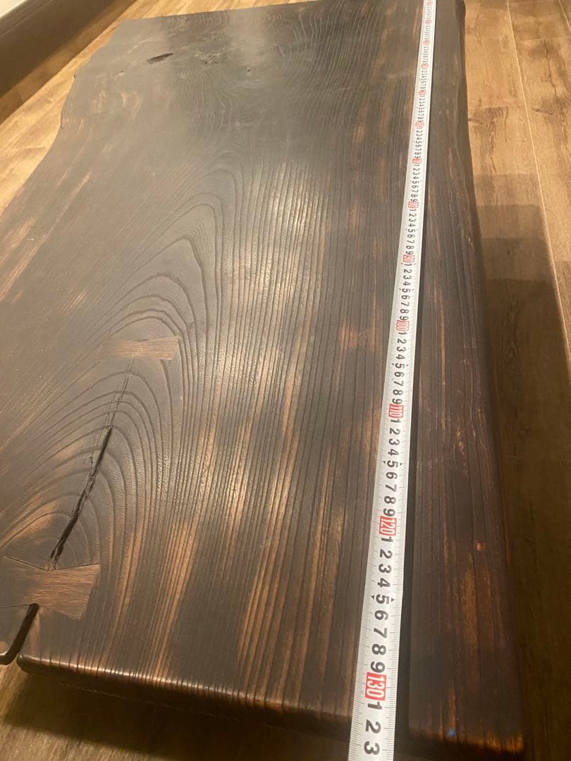 木製 黒色 自然エッジ テーブル