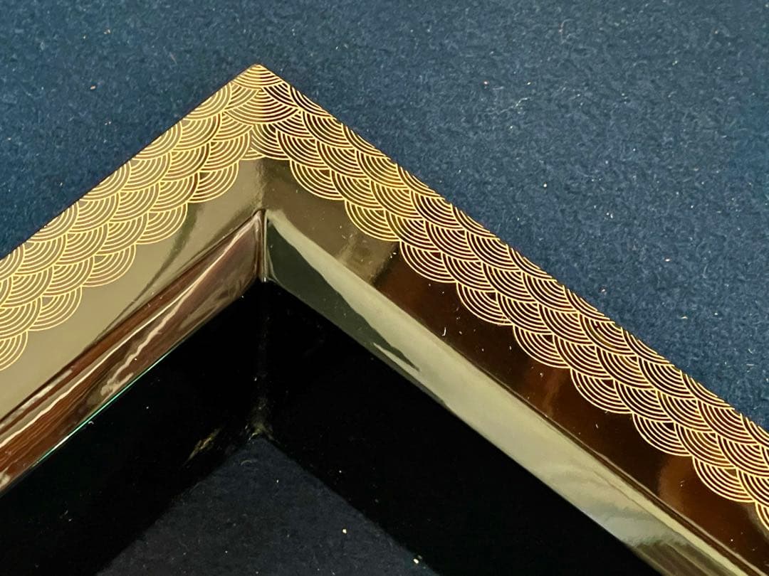 【美品】「母」 青海波 蒔絵 村田 宗覚 炉縁 共箱 茶道具 (1126あ②)