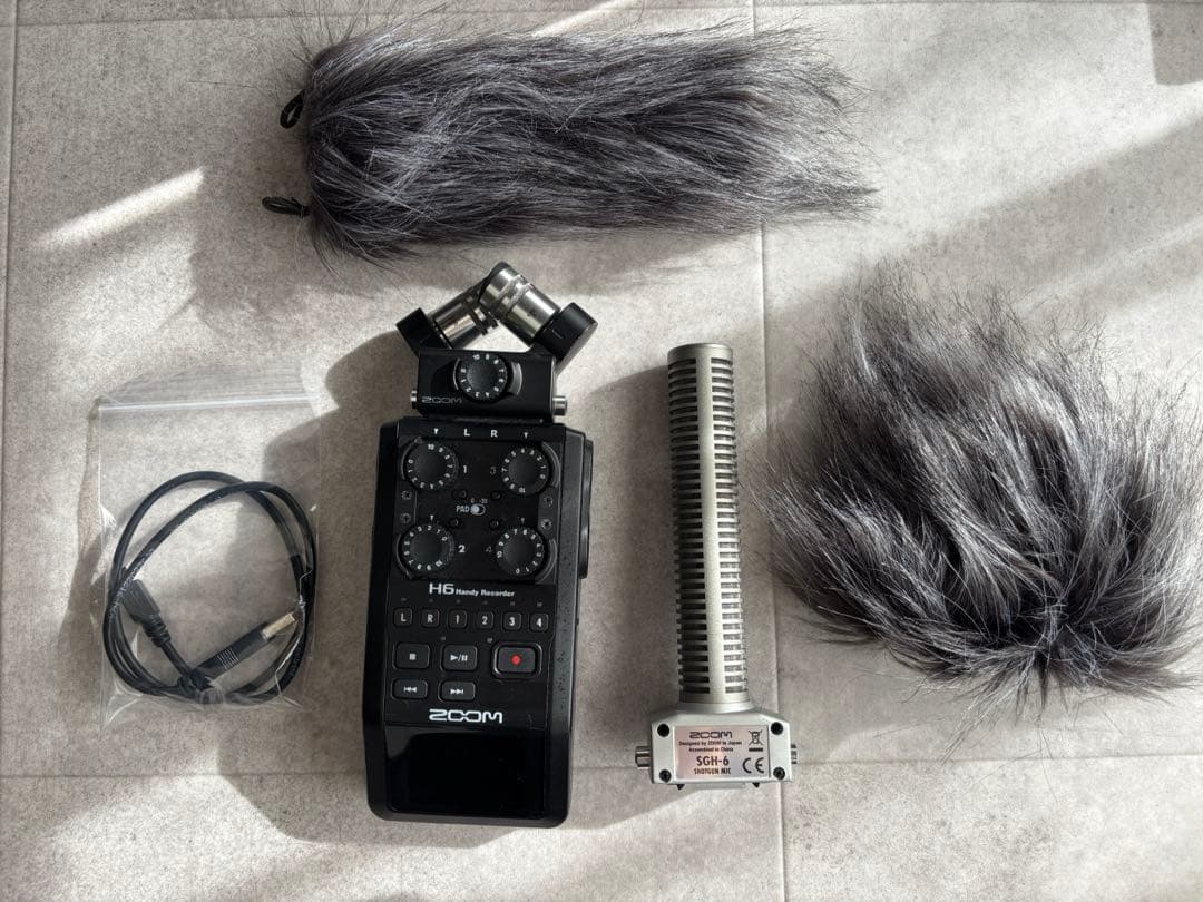 Zoom H6 レコーダー ウィンドジャマー、ショットガンマイク付属
