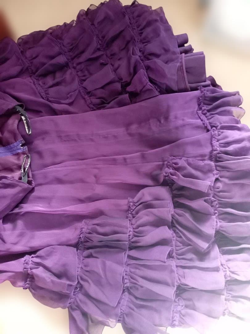 Lina フラメンコスカート 紫色 フリル付き