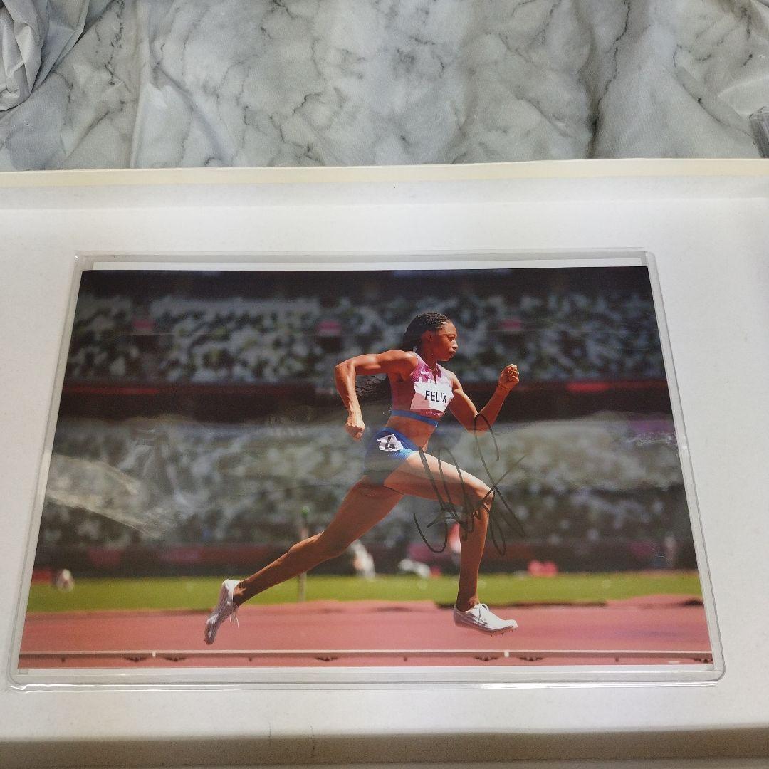 オリンピック陸上短距離金メダリスト　アリソン・フェリックス　直筆サイン入りフォト