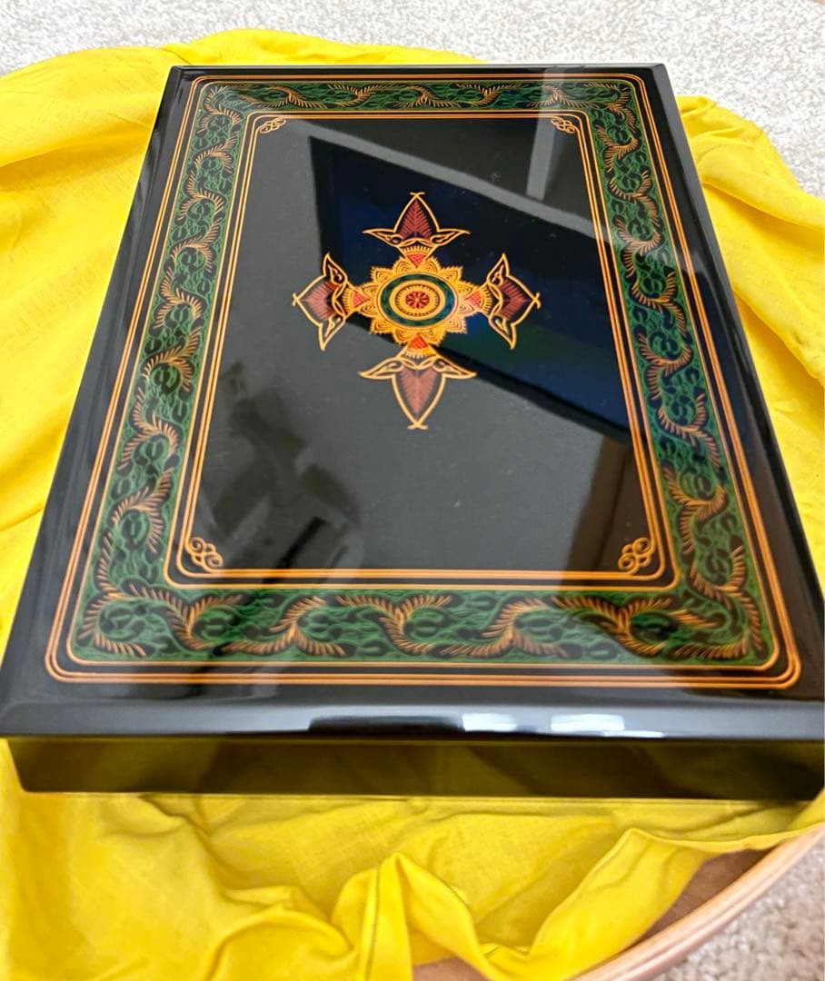 讃岐漆器 蒟醤文庫　木箱付き　文箱 文庫箱 文箱 手許箱 漆芸 キンマ