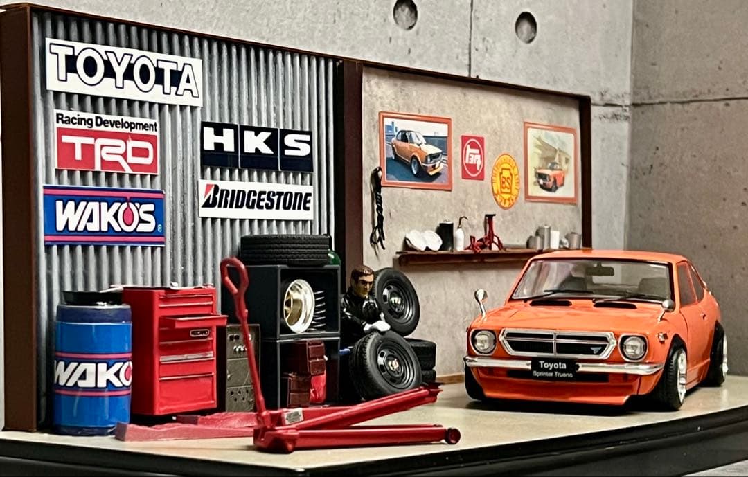 国産名車 1/24 スプリンター トレノ カスタム ガレージ ジオラマ 旧車