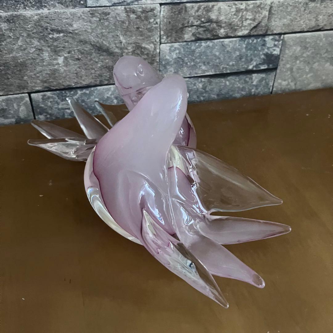 薄いピンクの鳥のガラス置物　ベネチアングラス　ムラーノmurano イタリア