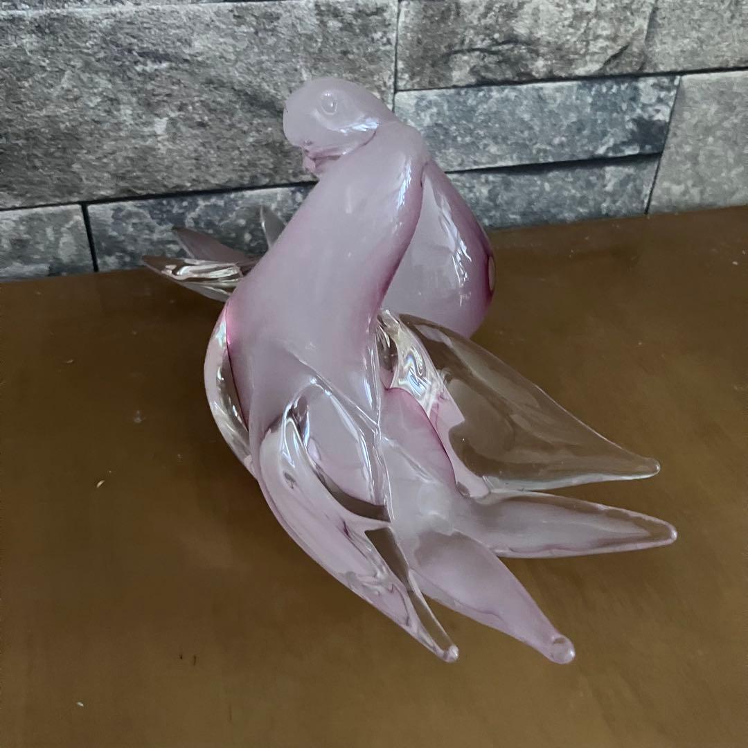 薄いピンクの鳥のガラス置物　ベネチアングラス　ムラーノmurano イタリア
