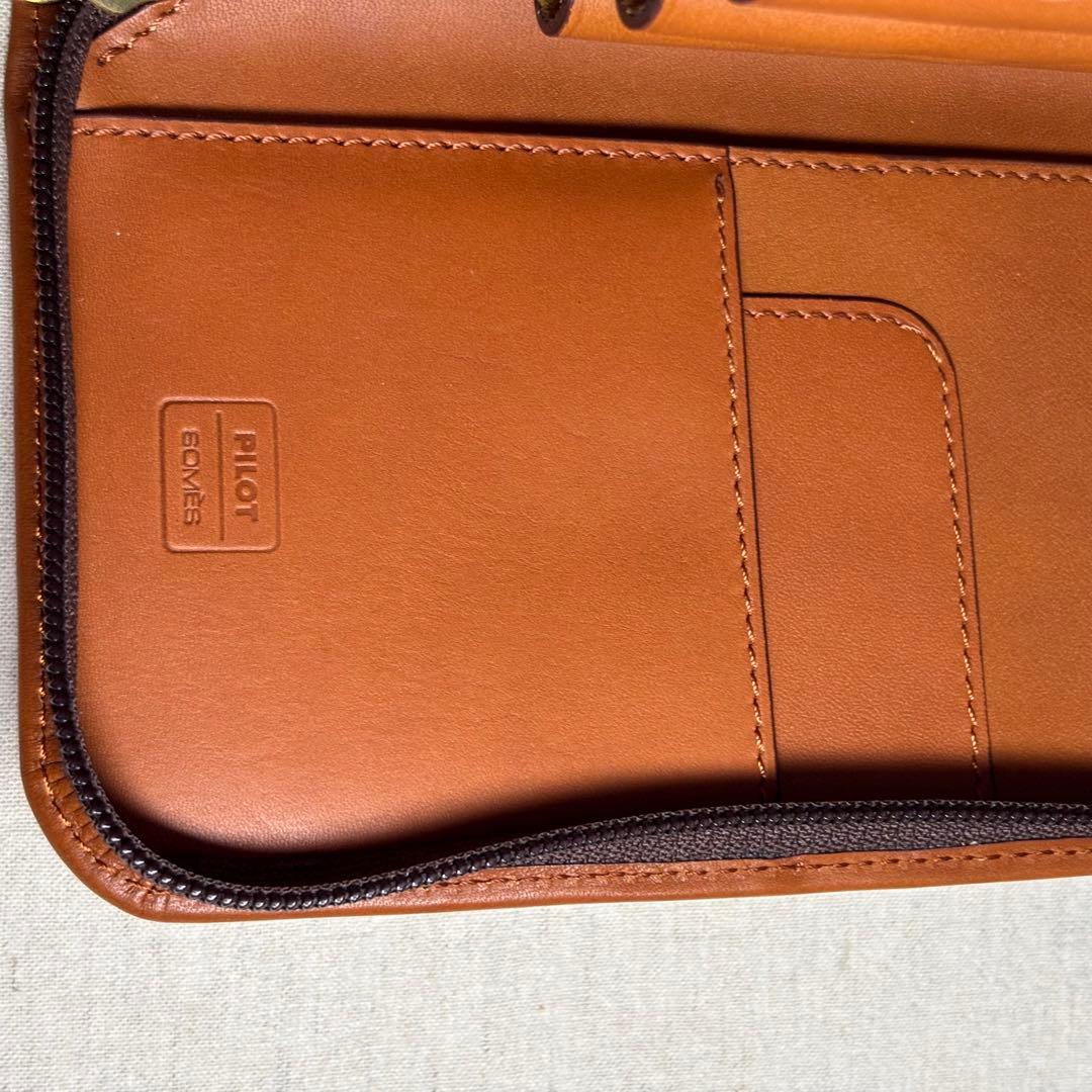 【美品】パイロット×ソメス3本差ペンケースPILOT×SOMES ブラウン 牛革