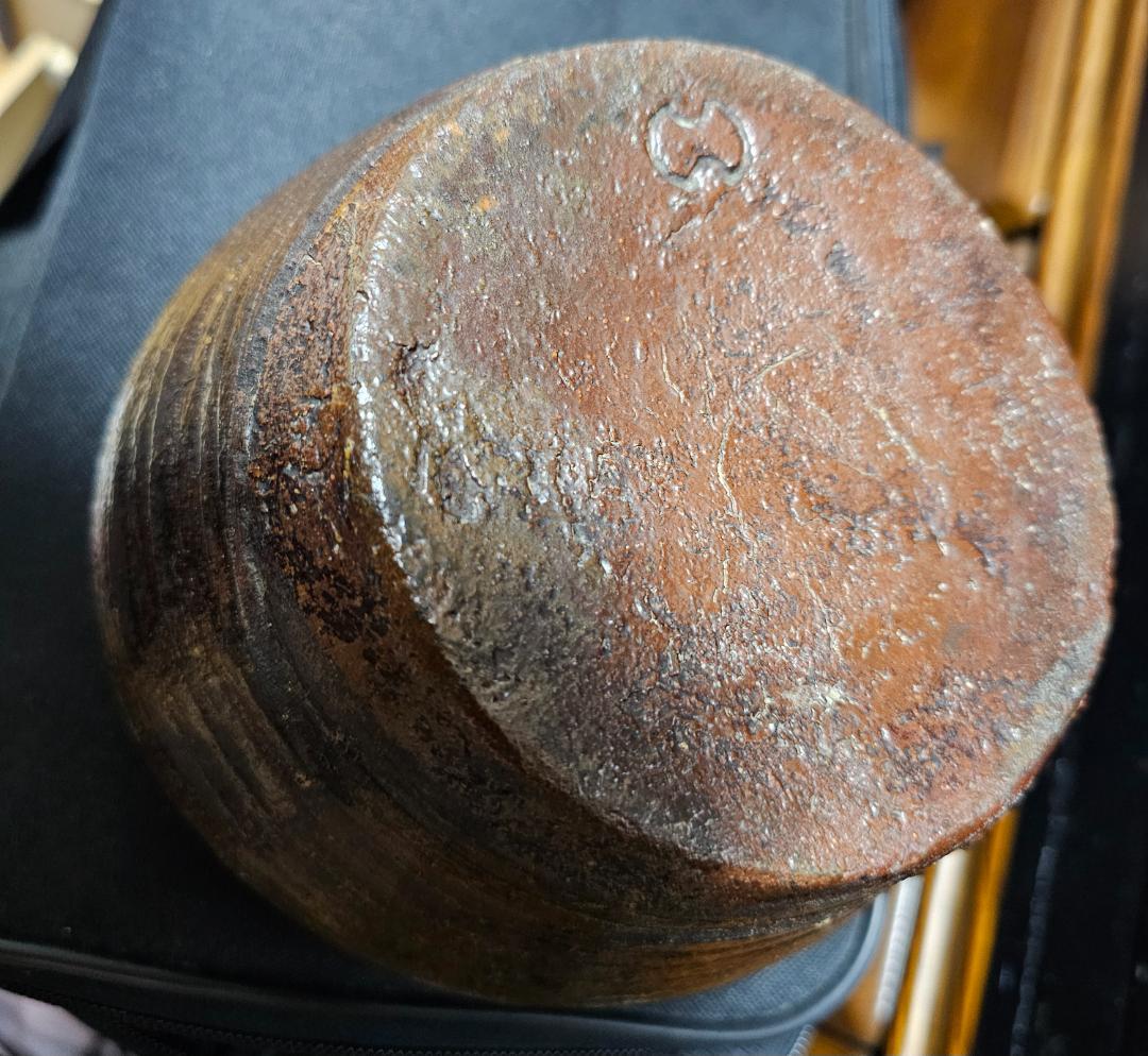 江戸初期 古田織部好み建水 古備前 分銅描判