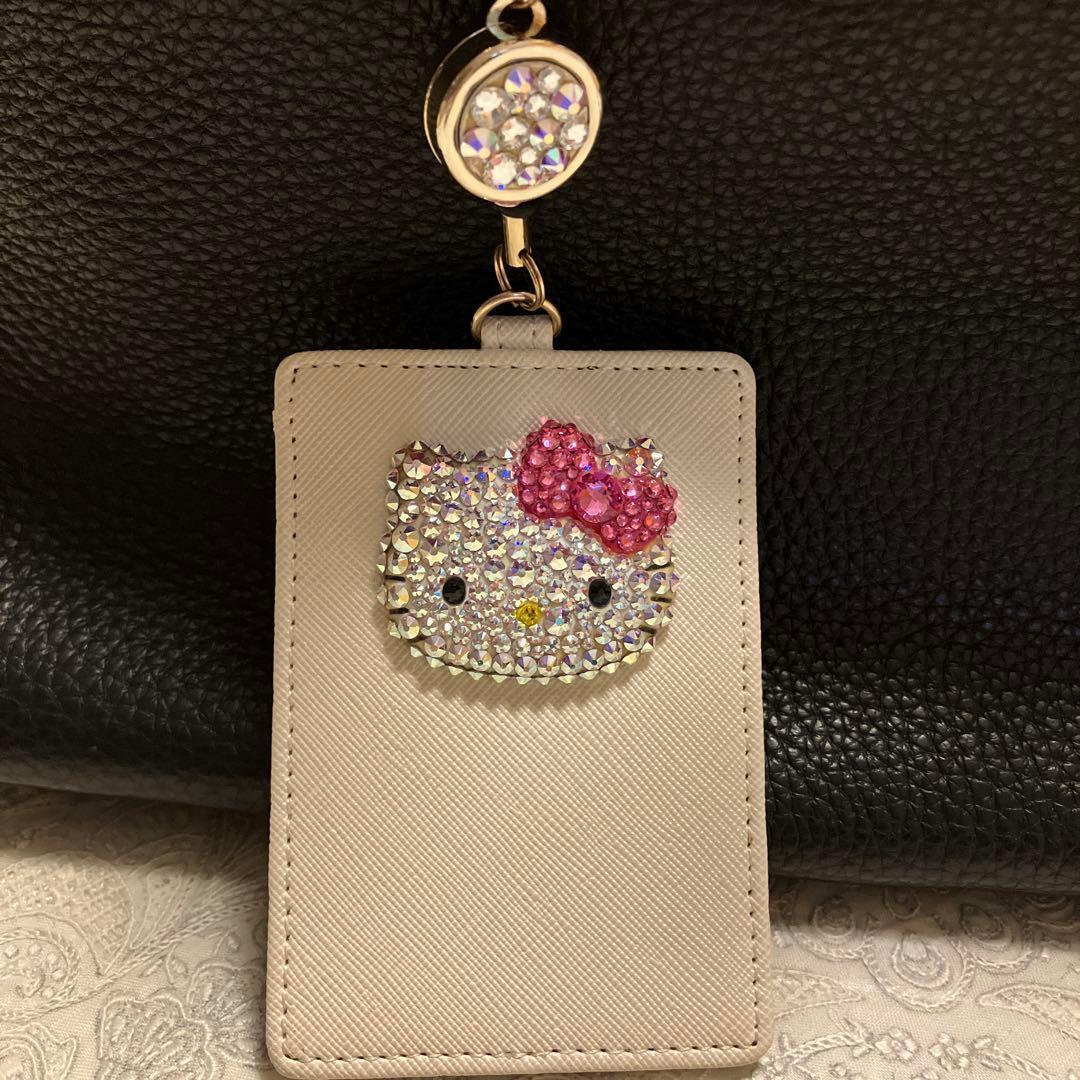 黒レザートート（未使用 ）&キティちゃん パスケース（スワロスキー付き）