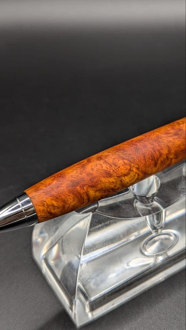 332ペン工房翌檜　特上　本花梨　紅白　源平　瘤杢　木軸シャーペン　ボールペン