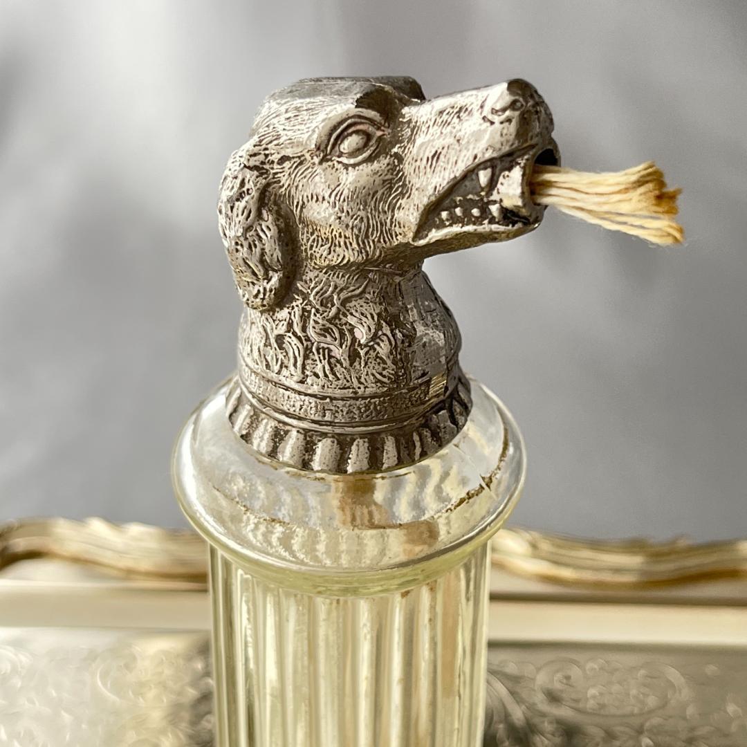 【英国】レトリバー テーブルシガーライター【シルバープレート / ガラス】犬