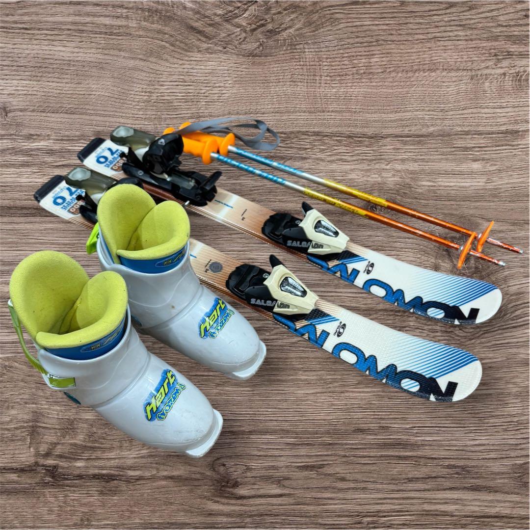 キッズスキー3点セット スキー板 スキーブーツ ストック SALOMON
