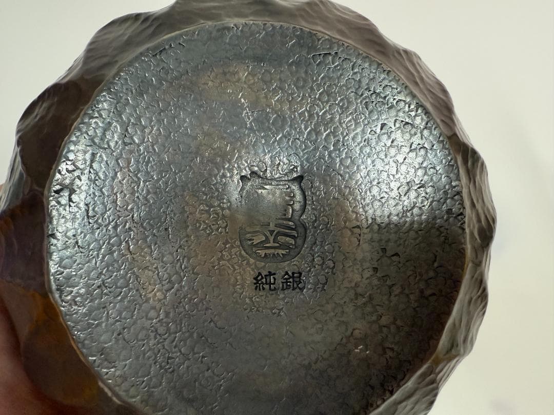 純銀製 カボチャの形 蝉文 藤編み提手 湯沸 銀瓶 煎茶道具