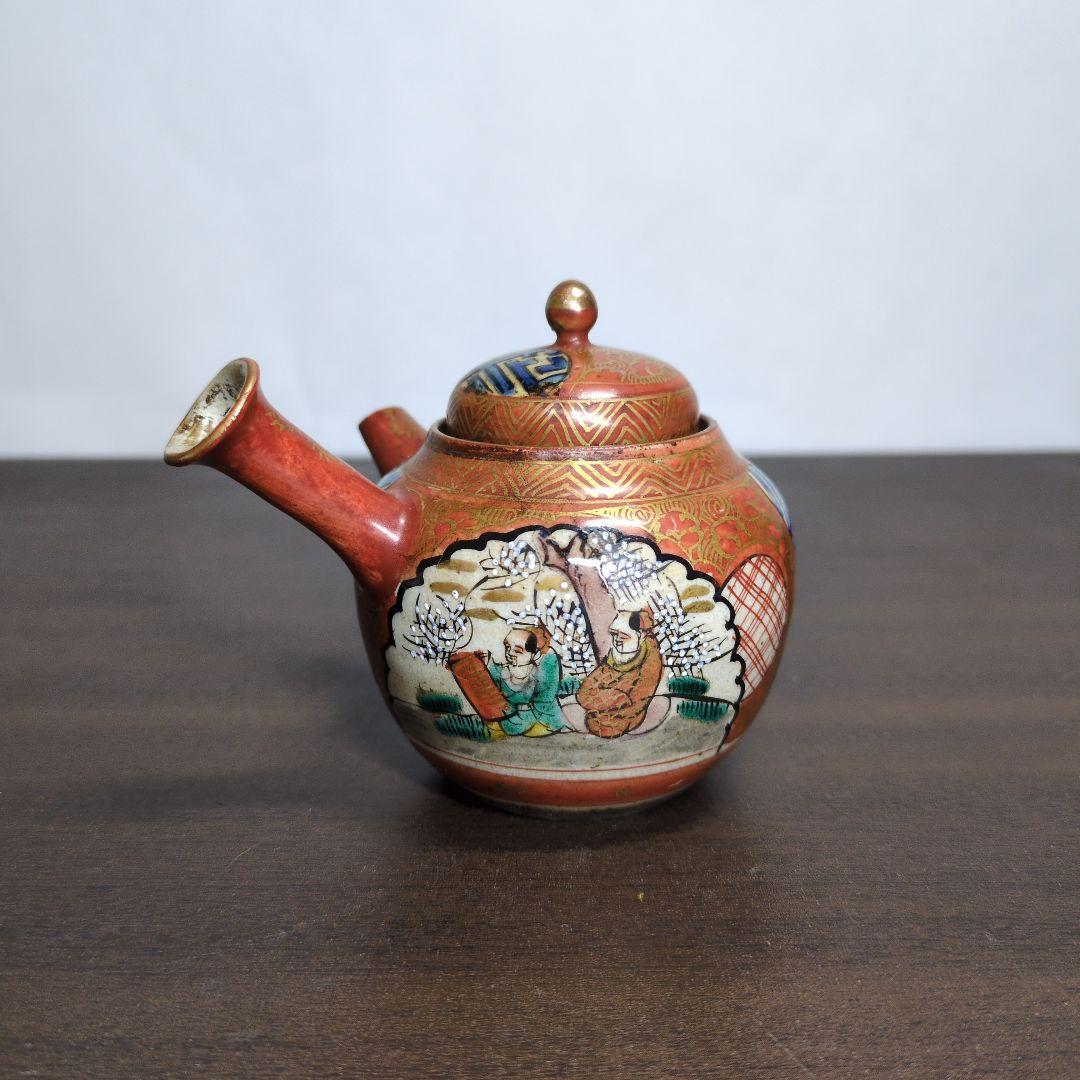 時代 九谷 庄三 金彩色絵 花唐人文 茶器揃 箱付き