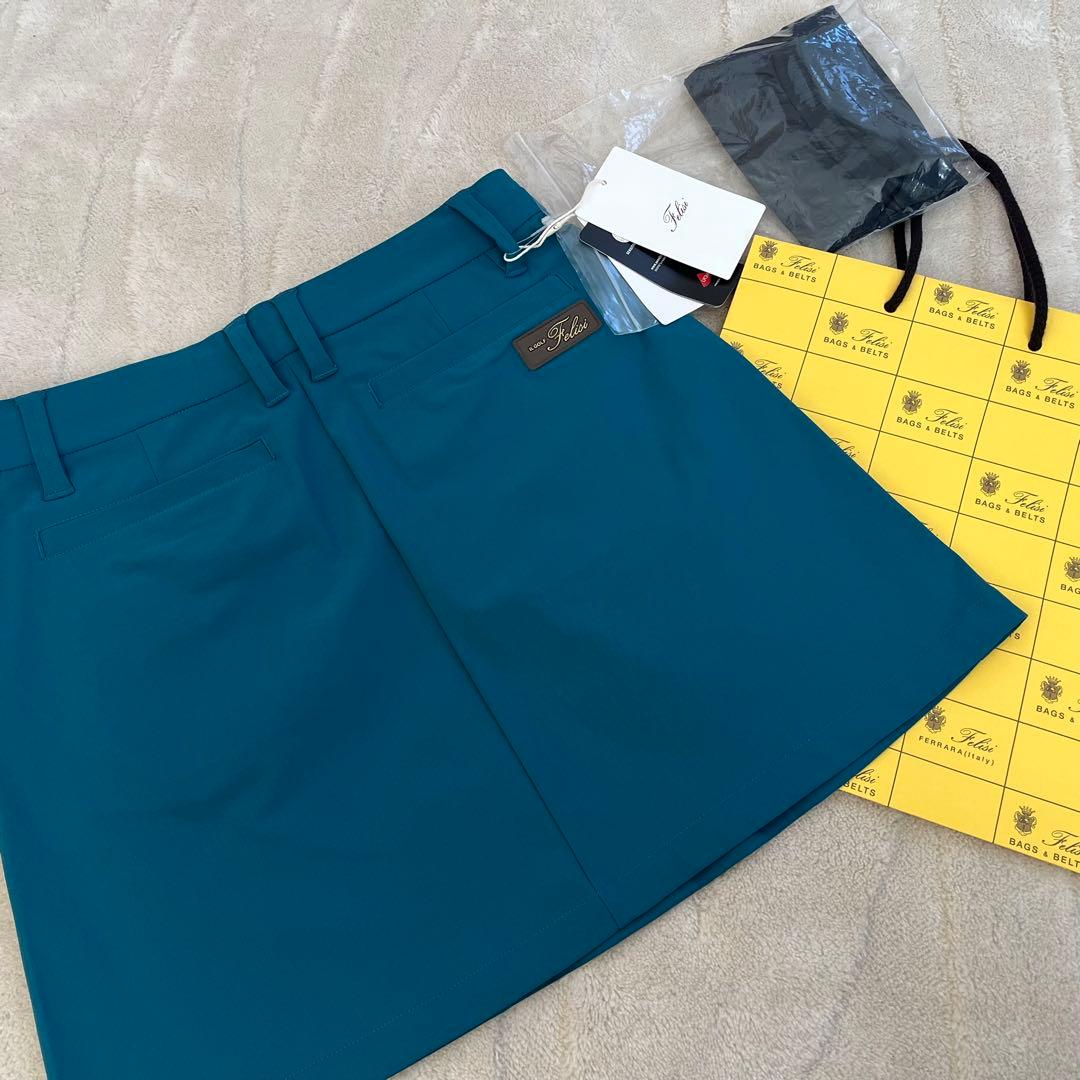 新品★31,900円 インナーパンツ付きタイトスカート フェリージゴルフ 青緑S